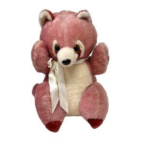 Vintage Ace Novelty Co. Pink Maroon Raccoon Plush Stuffed Animal Toy 12"